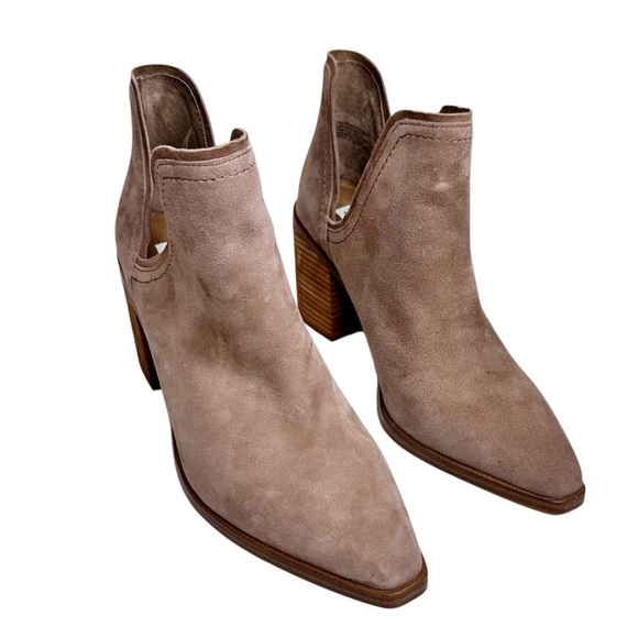 Steve Madden NEW Havannah Pointed Toe Cut-Out Booties Taupe Suede - Picture 4 of 16